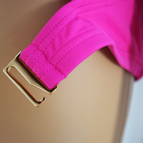 New MICHAEL Michael Kors Logo Bar High Neck Bikini Top / Size S/P - Picture 8 of 12